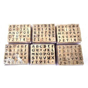 6 Sets New 2008 Hampton Art Caron Studio G Wood Alphabet Stamps Scrapbooking